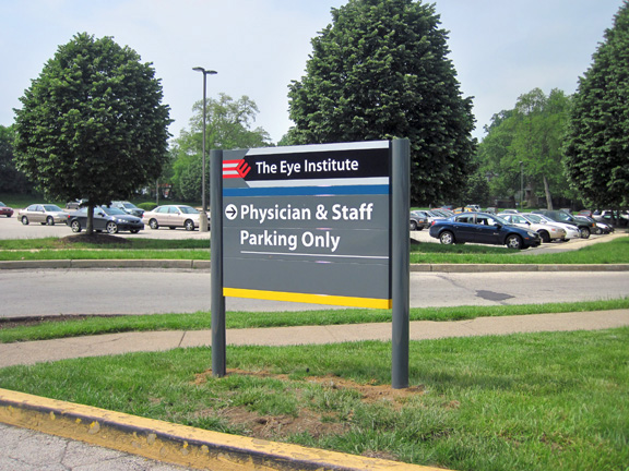exterior college directional sign